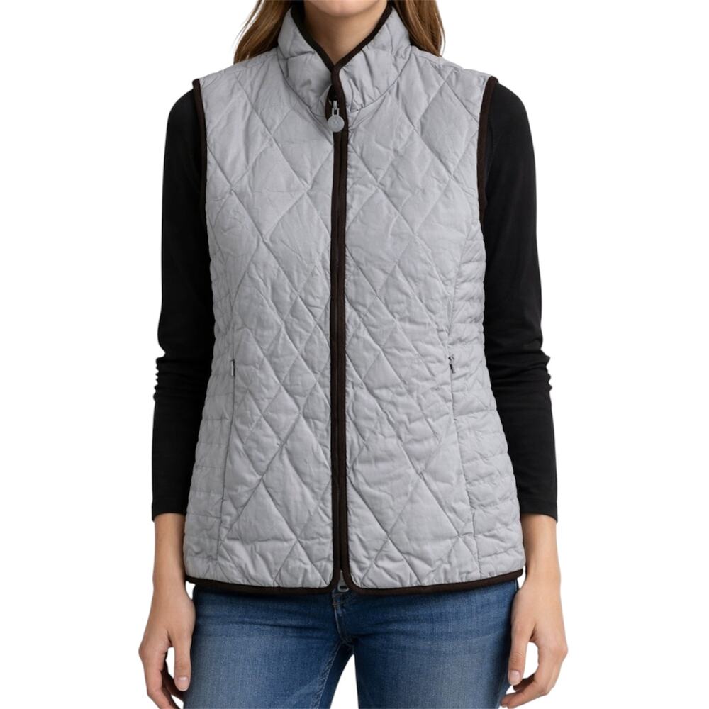 Outback Trading Down & Country Quilted Vest Jacket Zip Up Lined Western Gray M
